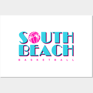 South Beach Basketball - White Posters and Art